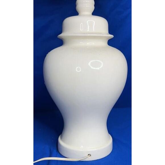 Vintage Ginger Jar Table Lamp w/ Floral Relief & Square Shade 28" Tall Works - Picture 10 of 16